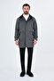 Textured Oversize Shirt Collar Hidden Button Side Pocket Wool Men's Coat Black - 21344.26K - 3