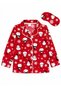 Mother-Daughter Cotton Suede Fabric Sleeping Bandage Snowman New Year Themed Red Color Winter Pajama Set - 4