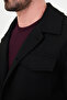 Plain Slim Fit Shirt Collar Buttoned Pocket Wool Blend Men's Coat Black - 39699.26K - 3