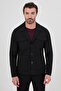 Plain Slim Fit Shirt Collar Buttoned Pocket Wool Blend Men's Coat Black - 39699.26K - 2