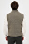 Textured Slim Fit Stand Collar Buttoned Wool Blend Men's Vest Khaki - 40965.26K - 4