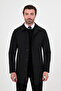 Straight Slim Fit Shirt Collar Buttoned Men's Trench Coat Black - 39691.26K - 5