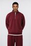 Men's Basic Half Zip Oversize Sweatshirt Claret Red