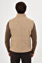 Textured Slim Fit Stand Collar Buttoned Wool Blend Men's Vest Beige - 40965.26K - 4