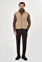 Textured Slim Fit Stand Collar Buttoned Wool Blend Men's Vest Beige - 40965.26K - 3