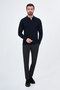 Braided Slim Fit Polo Collar Buttoned Cashmere Men's Knitwear Sweater Navy Blue - 11615.26K - 4
