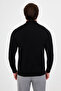 Plain Patterned Slim Fit Half Turtleneck Cashmere Men's Knitwear Sweater Black - 11612.26K - 4