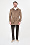 Straight Slim Fit Shirt Collar Belted Cashmere Men's Coat Brown - 21288.23K - 3