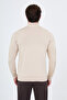 Plain Slim Fit Half Turtleneck Ribbed Cotton Men's Knitwear Sweater Beige - 11606.26K - 4