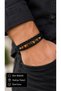Fenvaris Tigerframe Black Leather Men's Bracelet - Brown Striped Beads and Weave