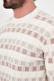 Checkered Slim Fit Crew Neck Chenille Men's Knitwear Sweater Ecru - 11609.26K - 2
