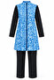 Parachute Patterned Full Covered Hijab Swimsuit 03 Blue - 2