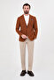 Textured Slim Fit Mono Collar Pocket Premium Wool Blend Men's Jacket Tile - 44326.26K - 3