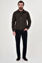 Straight Slim Fit Shirt Collar Double Zipper Side Pocket Men's Coat Brown - 39690.26K - 3