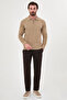 Plain Slim Fit Polo Collar Zippered Chenille Men's Knitwear Sweater Beige - 11603.26K - 3