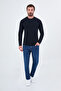 Straight Slim Fit Crew Neck Bi-Stretch Interlock Long Sleeve Men's T-Shirt Navy Blue - 36903.26K - 3