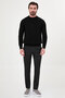 Ribbed Slim Fit High Crew Neck Cotton Men's Knitwear Sweater Black - 11601.26K - 3