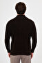 Plain Slim Fit Stand Collar Zippered Chenille Men's Knitwear Sweater Brown - 11605.26K - 4