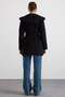 Hooded Short Coat with Pockets Black 3185 - 7