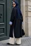 Black Trench Coat with High Collar Lining - 3