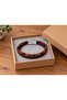 Tervessa Russetbead Black Leather Men's Bracelet - Red Orange Beads and Black Braid - 3