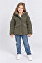 Girl's Hooded Soft Lined Winter Coat with Pockets Khaki Powder Black Ak4266 - 2