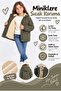 Girl's Hooded Soft Lined Winter Coat with Pockets Khaki Powder Black Ak4266 - 3