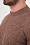Knitted Patterned Slim Fit Crew Neck Cotton Men's Knitwear Sweater Milky Coffee - 11608.26K - 2