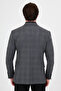 Plaid Slim Fit Mono Collar Wool Blend Men's Jacket Black - 41508.26K - 5