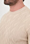 Knitted Patterned Slim Fit Crew Neck Cotton Men's Knitwear Sweater Beige - 11608.26K - 2