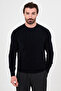 Ribbed Slim Fit Crew Neck Chenille Men's Knitwear Sweater Navy Blue - 11614.26K