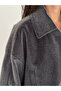 Women's Plush Bomber Oversize Zippered Belt Detailed Short Seasonal Jacket - 2