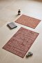 Revna Tile Washable 2-Piece Bathroom Mat Set (60X100-50X60 cm) | Non-Slip Base Modern Bath Mat - 2