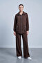 Front Patch Detailed Zippered Trouser Suit 14523 Browni - 2