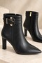 Duches Zipper Buckle Detailed Pointed Toe Thick Heeled Women's Boots - 8