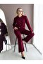 Self-Belted Jacket, Striped Trousers, Knitwear Set