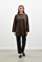Loren Off-Shoulder Sleeve Detailed Knitted Tunic Brown 20735 - 2