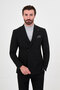 Striped Slim Fit Wide Collar Double Breasted Italian Style Double Leg Trousers Men's Suit Black - 45486.26K - 5