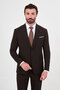 Plain Slim Fit Wide Collar Vestless Wool Blend Men's Suit with Handkerchief Coffee - 45487.26K - 5