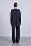 Asymmetrical Cut Buttoned Tunic Trouser Set Black 14525 - 2