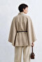 Women's Belted Cashmere Poncho - Beige - 3