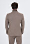 Plain Slim Fit Wide Collar Double Breasted Wool Blend Men's Suit with Pocket Beige - 45491.26K - 4