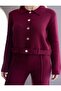Self-Belted Jacket, Striped Trousers, Knitwear Set - 7
