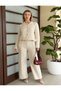 Self-Belted Jacket, Striped Trousers, Knitwear Set - 2
