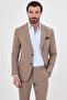 Plain Slim Fit Mono Collar Vestless Wool Blend Men's Suit Mink - 45485.26K