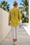 Italian Yellow Judge Collar Long Sleeve Floral Sequined Pocket Casual Viscose Woven Blouse 75 62 - 8