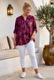 Italian Burgundy Judge Collar Long Sleeve Shawl Patterned Sequin Pocket Casual Viscose Woven Blouse 75 62 - 6