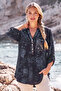 Italian Black Judge Collar Long Sleeve Patterned Sequin Pocket Casual Viscose Woven Blouse 75 60 - 7