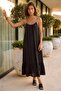 Italian Black Strapless Collar Strap Lined Skirt with Ruffles and Embroidery Casual Woven 125 60 - 4