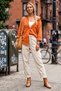Italian Beige Pocketed Elastic and Tie-Waist Narrow Leg Casual Gabardine Woven Trousers 102 60 - 5